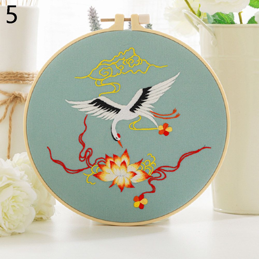 Kit de bordado de flores DIY chino sin aro 1 pieza