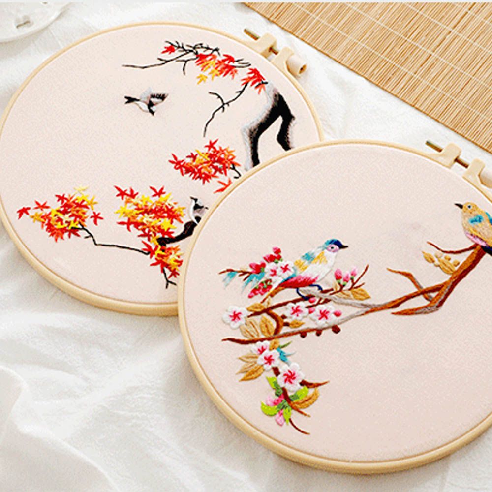 Kit de bordado de flores DIY chino sin aro 1 pieza