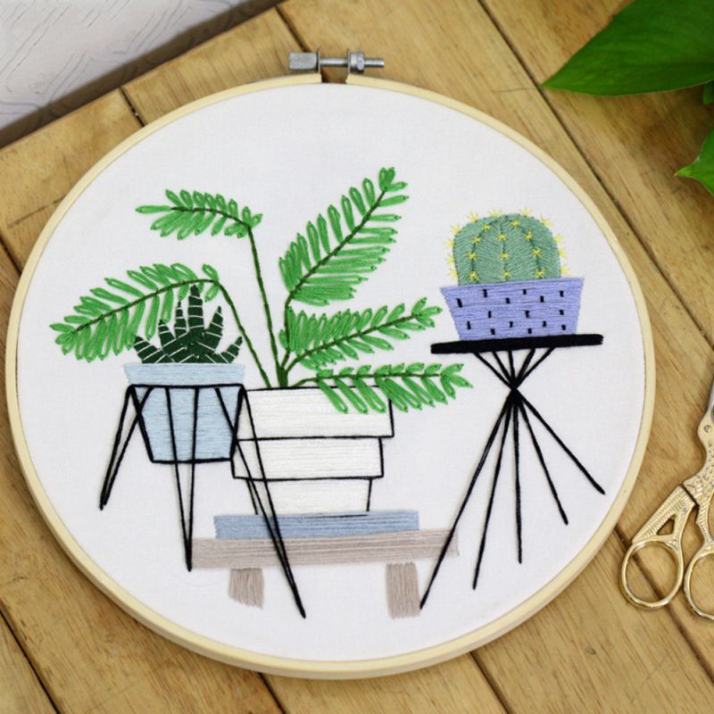 Kit de inicio de bordado estampado de flores de bricolaje