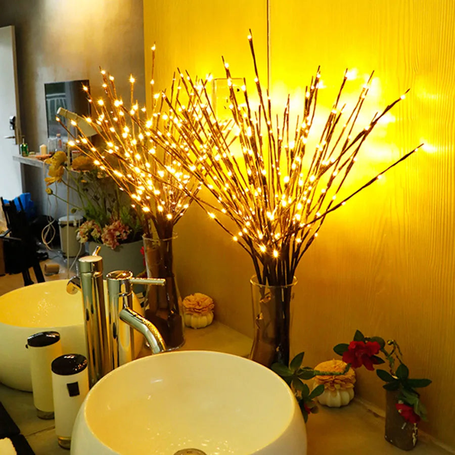 Lámpara de rama con luces LED para decoración de fiestas de bodas y Navidad