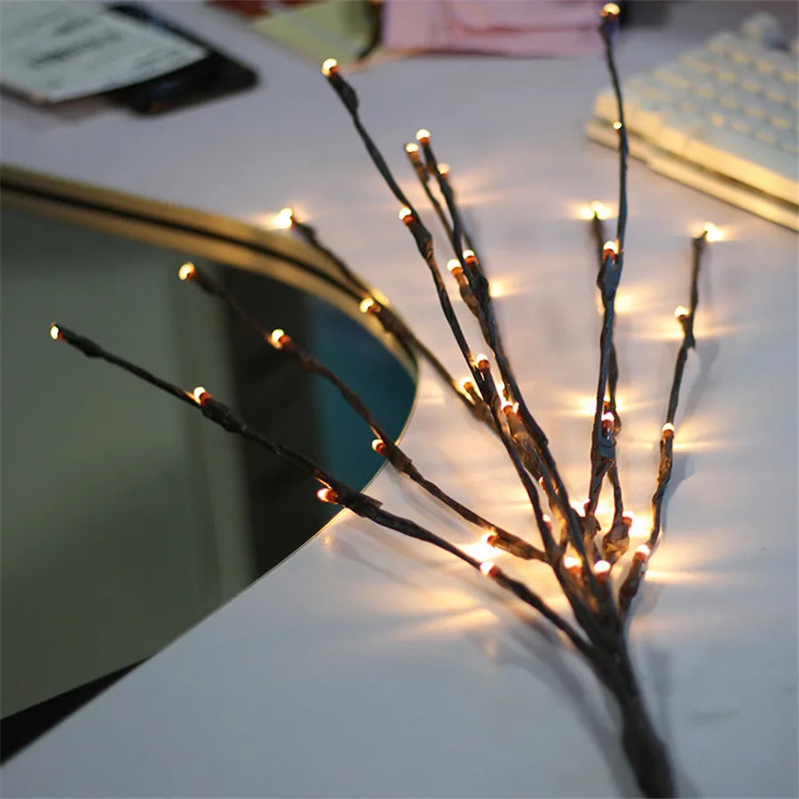 Lámpara de rama con luces LED para decoración de fiestas de bodas y Navidad