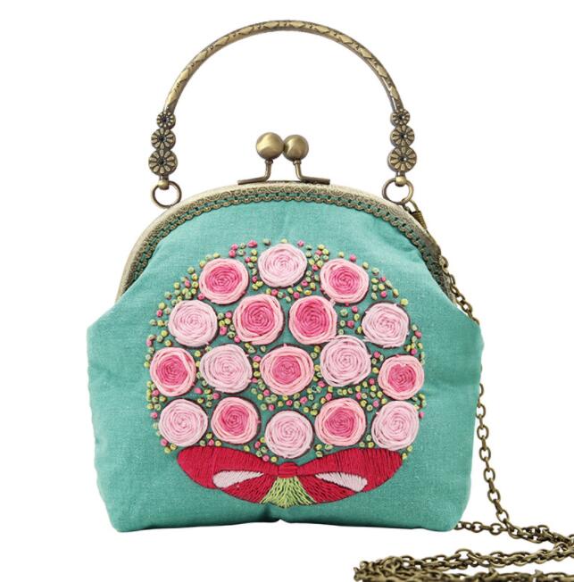 Bolsa de bordado de cinta hecha a mano 3D DIY