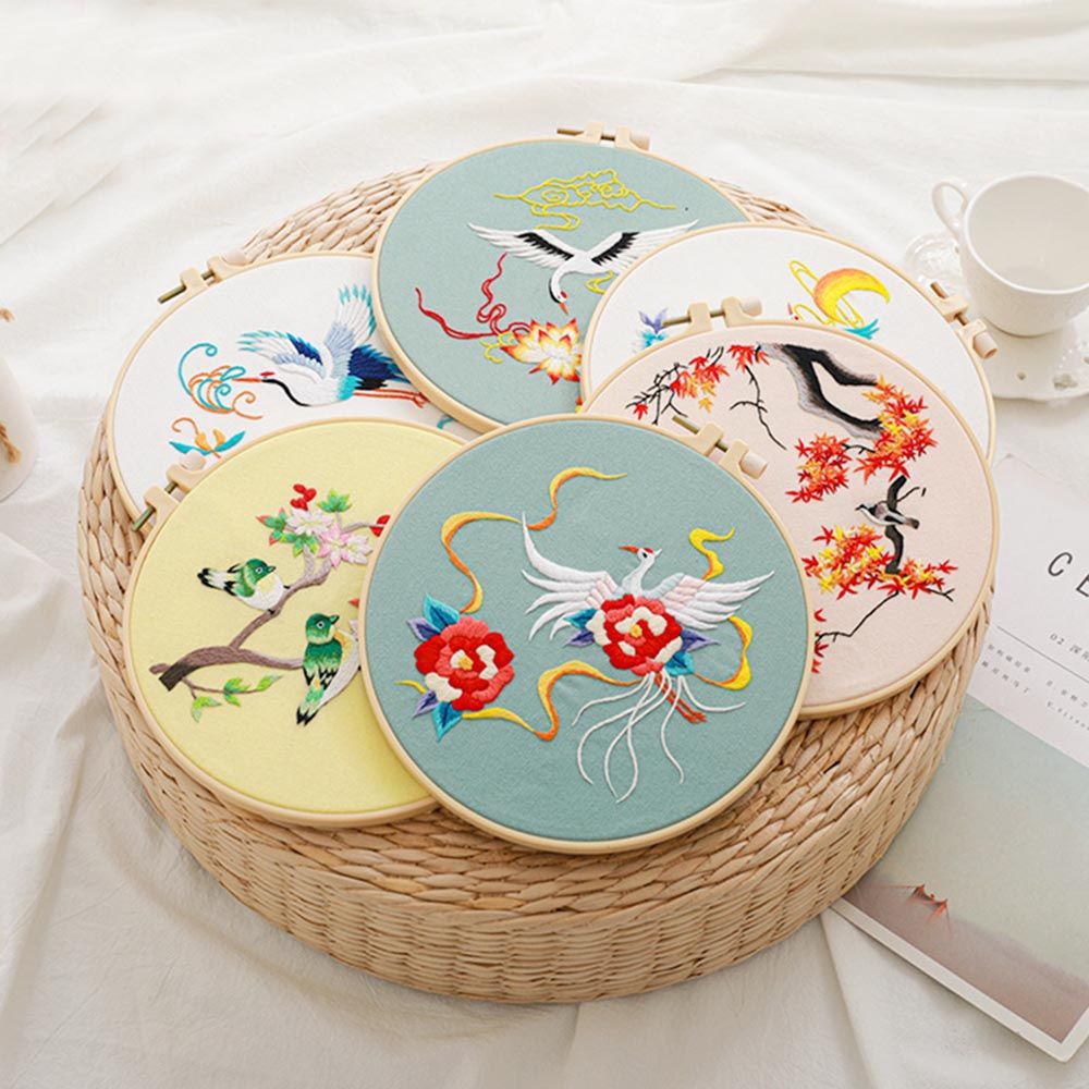 Kit de bordado de flores DIY chino sin aro 1 pieza