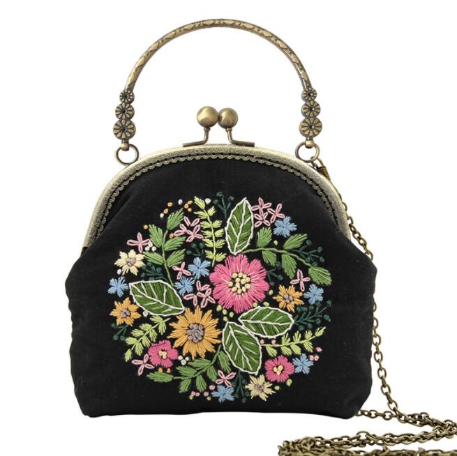Bolsa de bordado de cinta hecha a mano 3D DIY