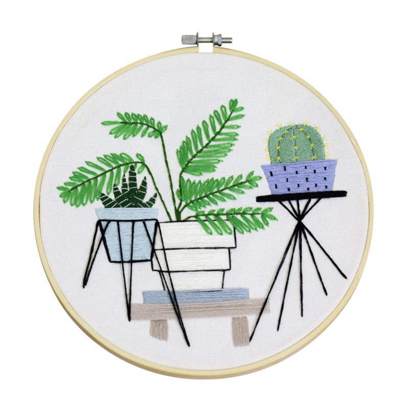 Kit de inicio de bordado estampado de flores de bricolaje