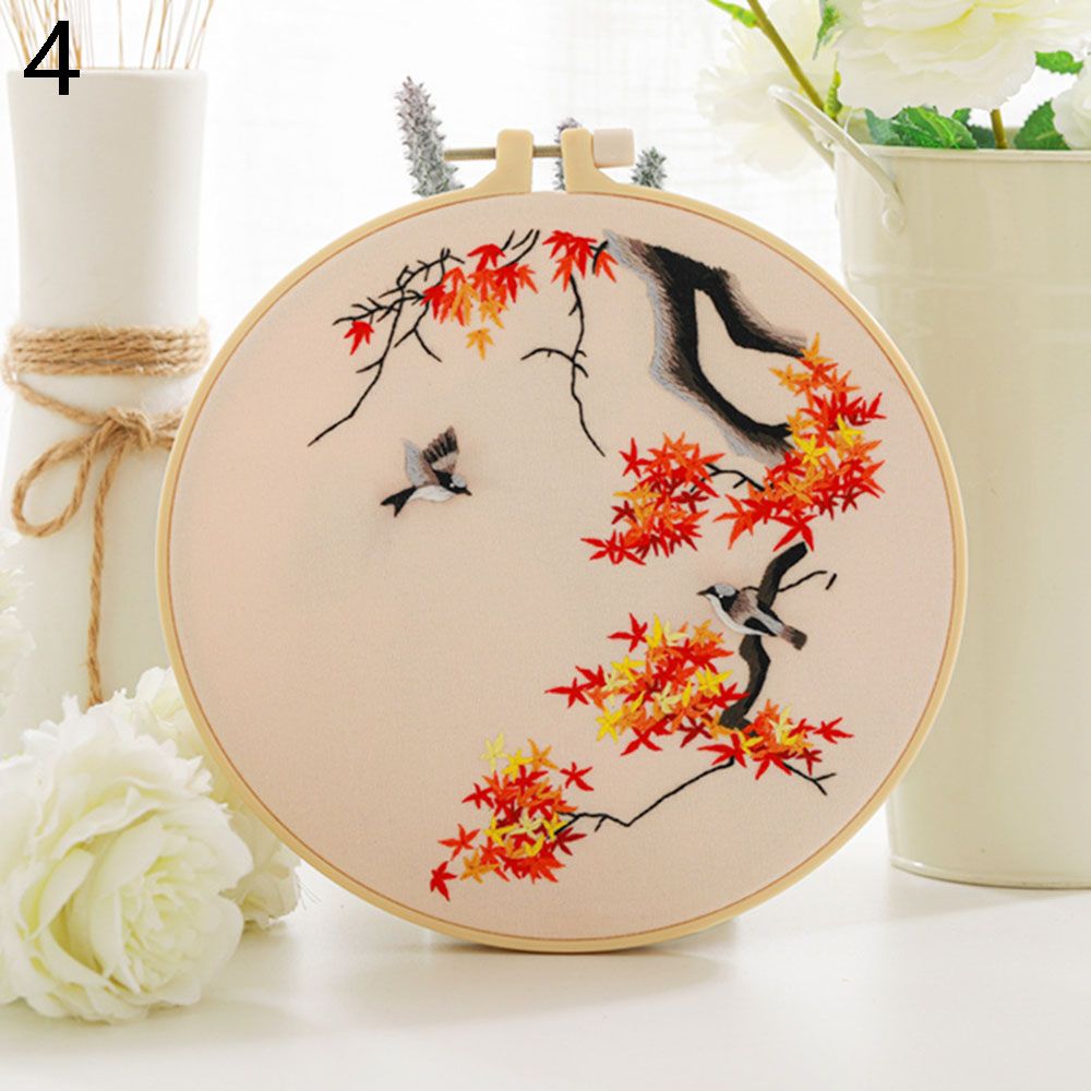 Kit de bordado de flores DIY chino sin aro 1 pieza