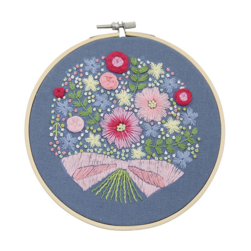 Kit de inicio de bordado estampado de flores de bricolaje