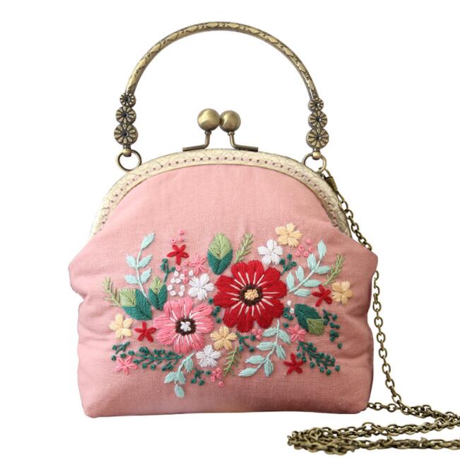 Bolsa de bordado de cinta hecha a mano 3D DIY