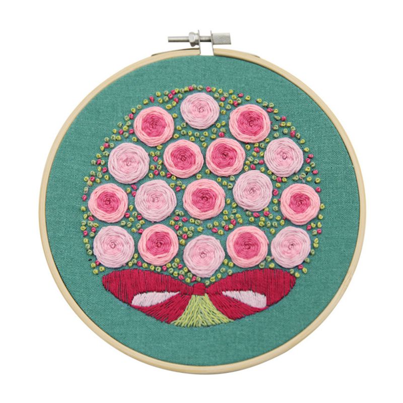 Kit de inicio de bordado estampado de flores de bricolaje
