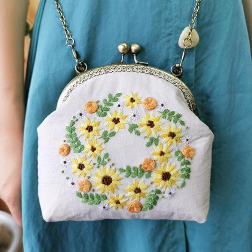 Bolsa de bordado de cinta hecha a mano 3D DIY