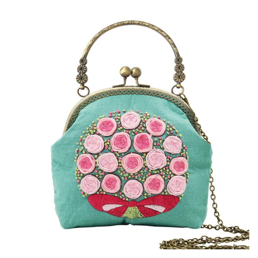 Bolsa de bordado de cinta hecha a mano 3D DIY