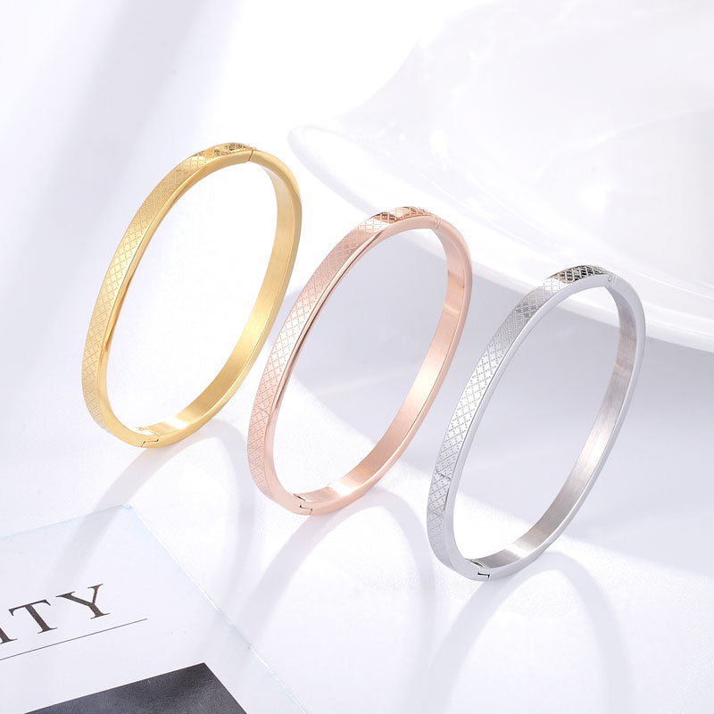 Pulseras y brazaletes de rejilla cruzada de acero inoxidable de 5 cm de diámetro