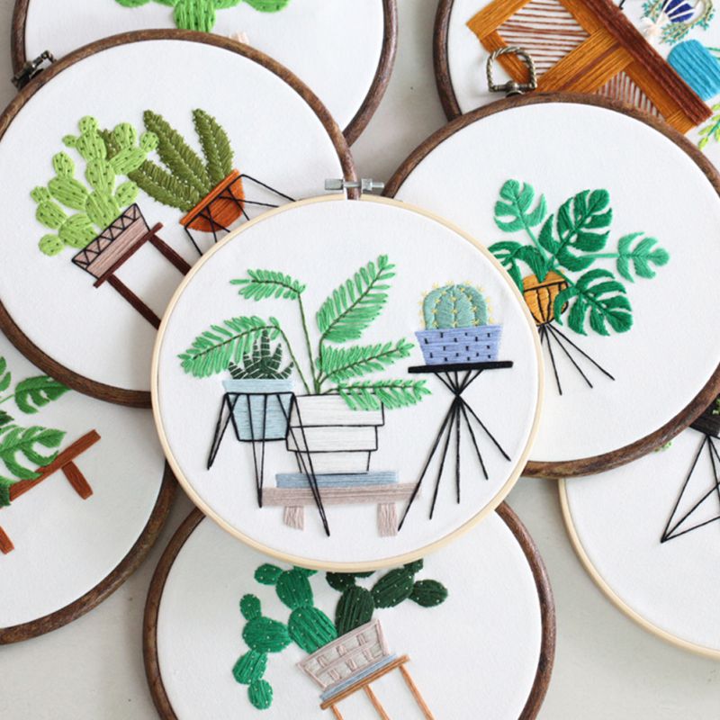 Kit de inicio de bordado estampado de flores de bricolaje