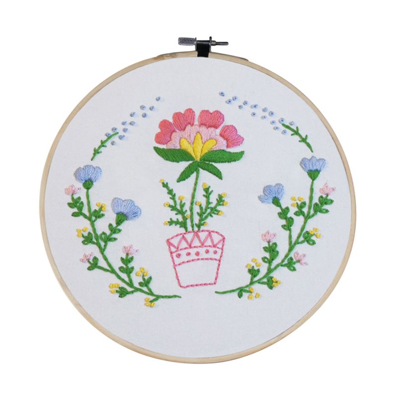 Kit de inicio de bordado estampado de flores de bricolaje