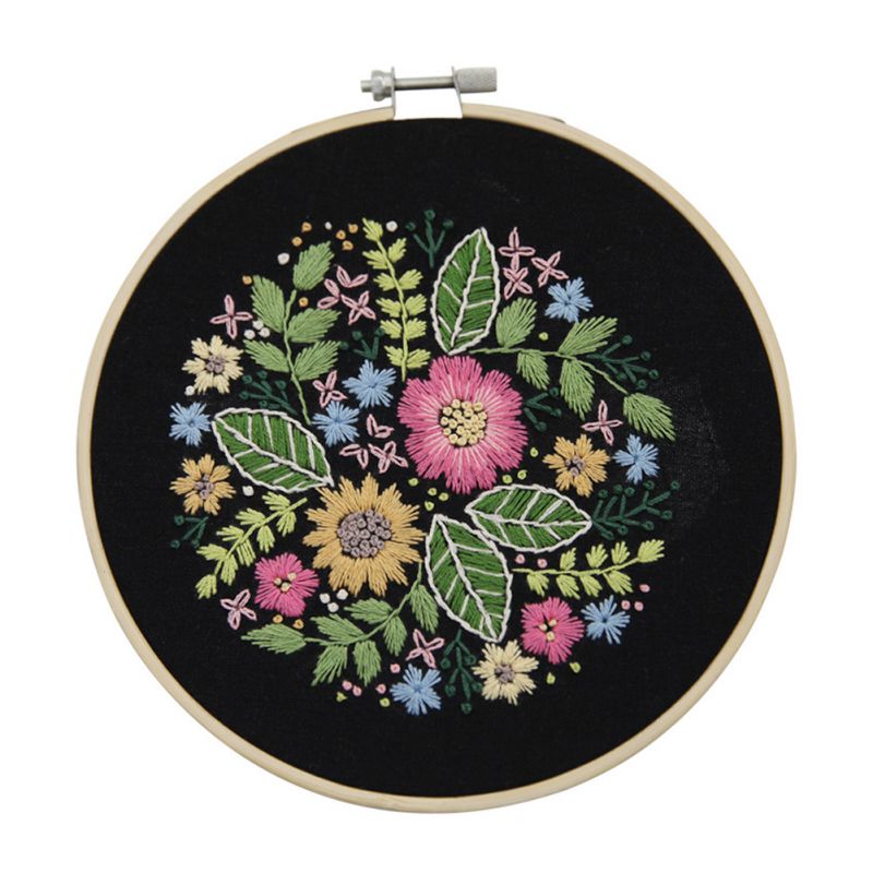Kit de inicio de bordado estampado de flores de bricolaje