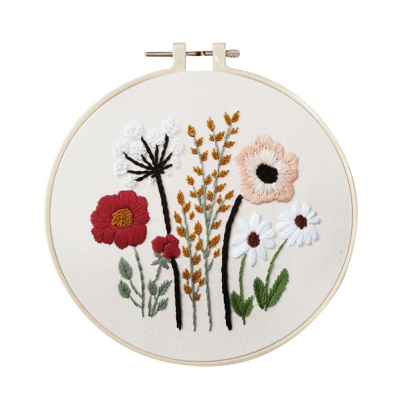 Kit de inicio de bordado estampado de flores de bricolaje