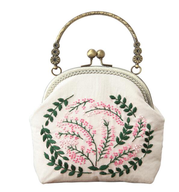 Bolsa de bordado de cinta hecha a mano 3D DIY