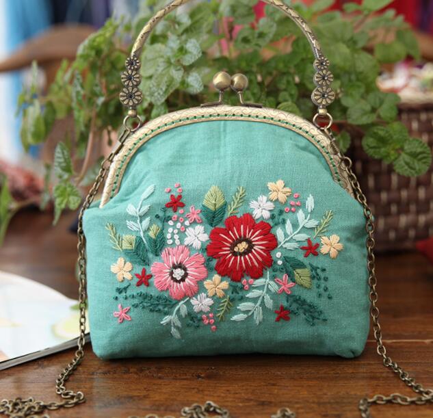 Bolsa de bordado de cinta hecha a mano 3D DIY