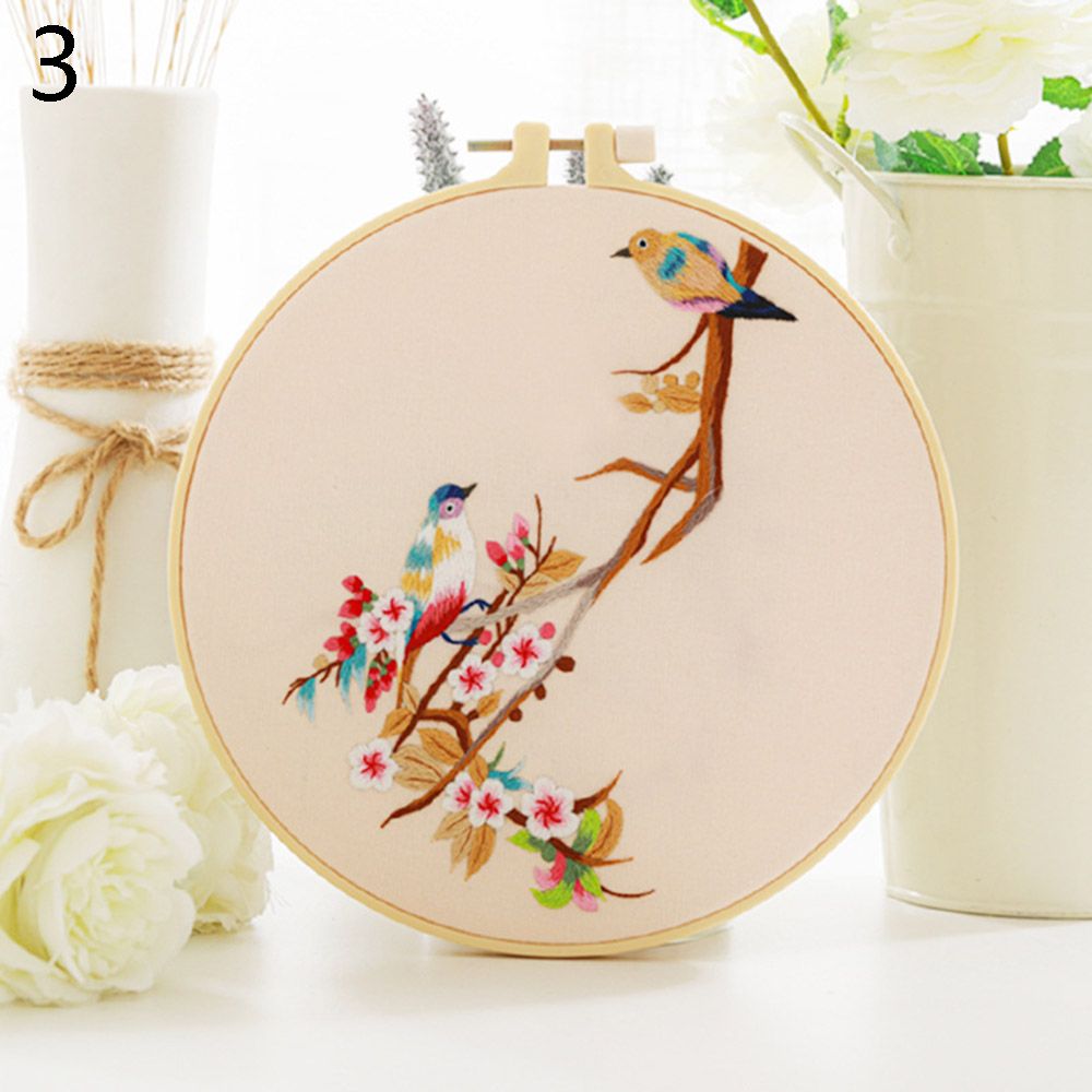 Kit de bordado de flores DIY chino sin aro 1 pieza