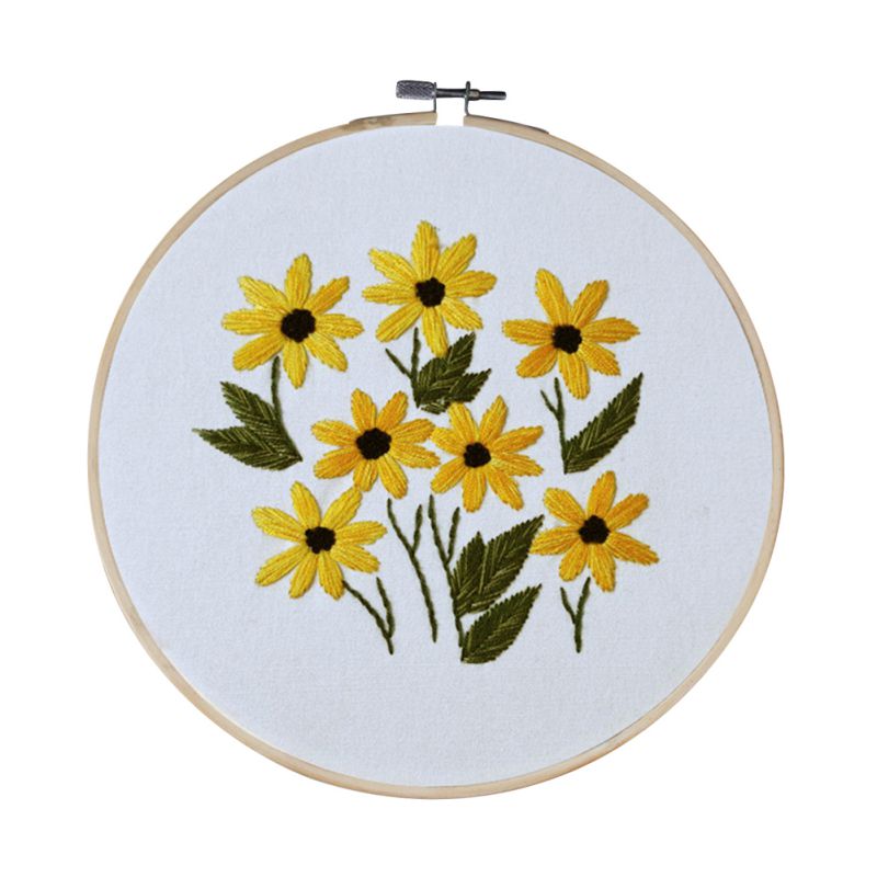 Kit de inicio de bordado estampado de flores de bricolaje