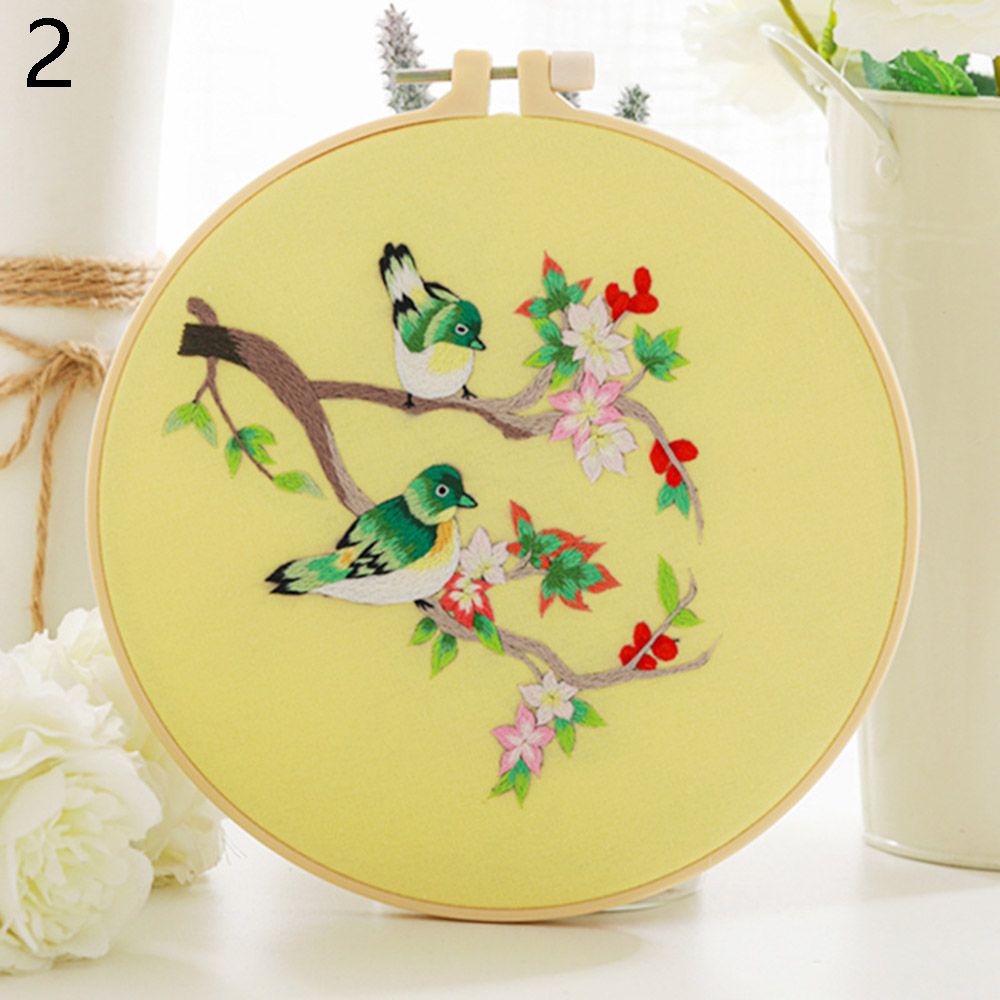 Kit de bordado de flores DIY chino sin aro 1 pieza
