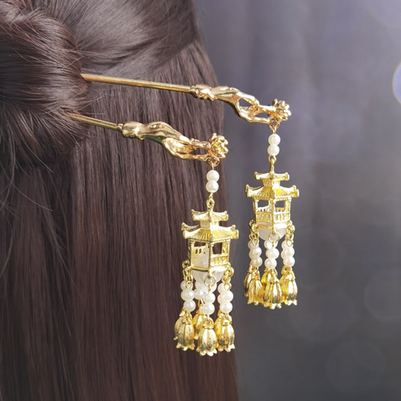 Colgante de horquilla con forma de farol de palacio para el vestido Hanfu