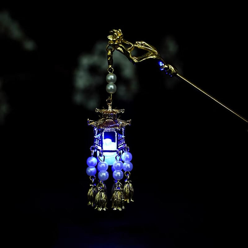 Colgante de horquilla con forma de farol de palacio para el vestido Hanfu