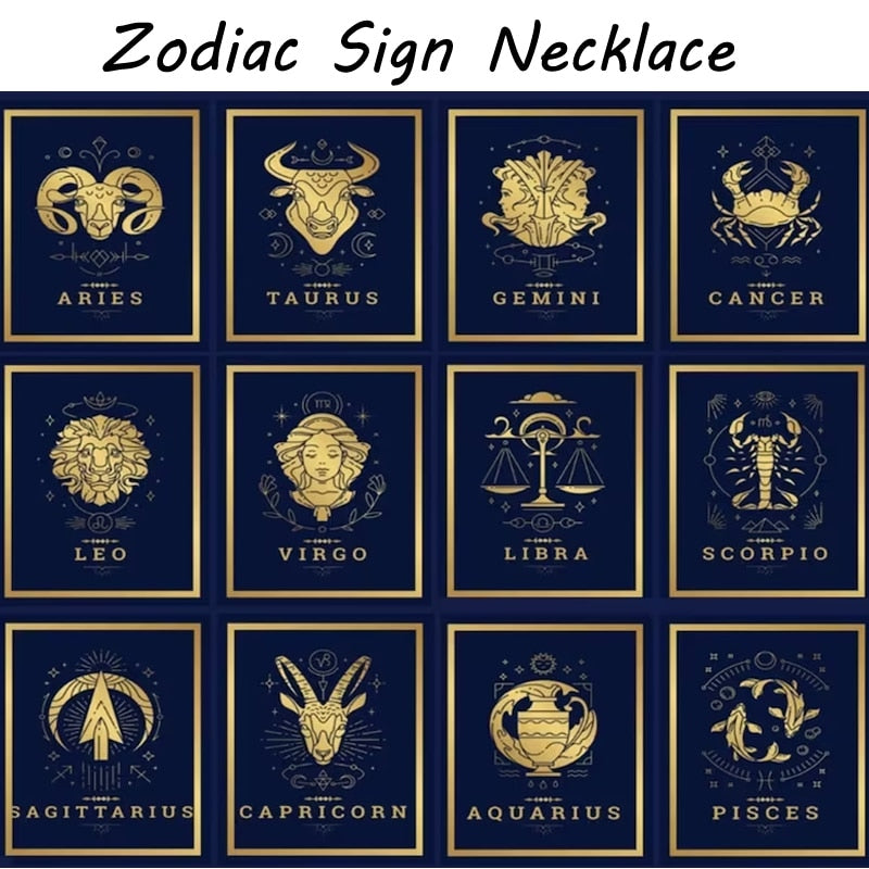 Collar de signo vintage del zodiaco Cadena de constelación