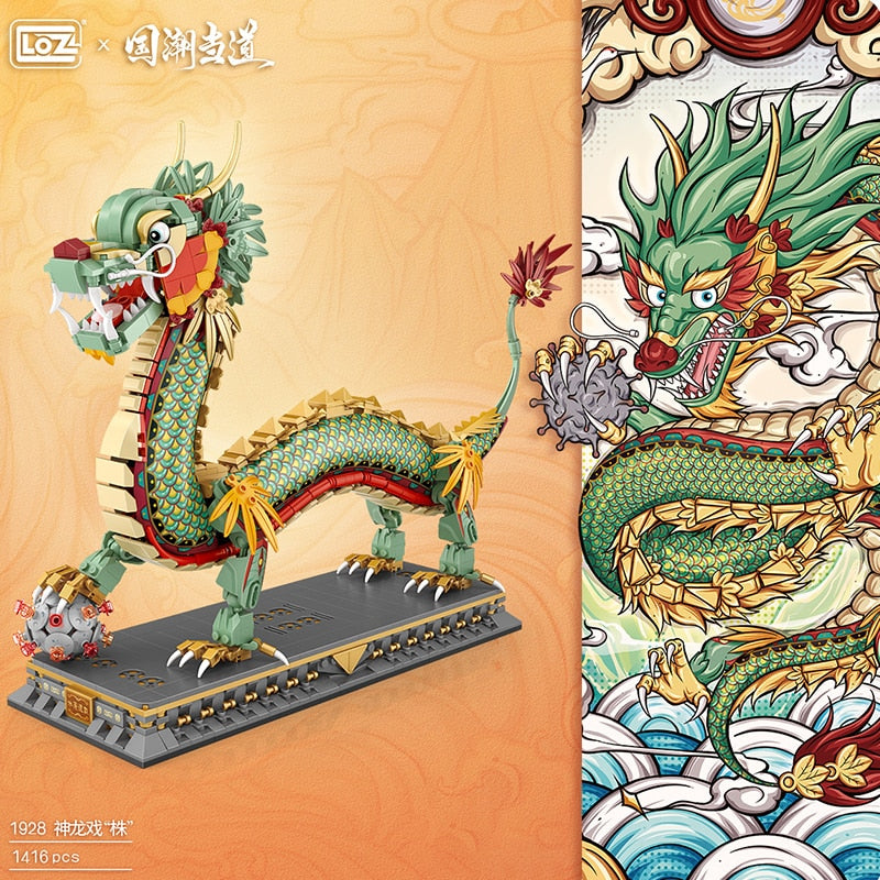 Minibloques de construcción de la mascota del dragón chino
