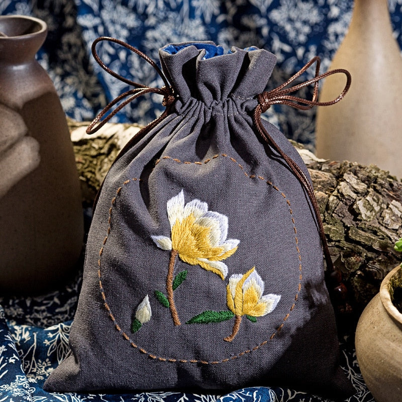 Kit de bordado de bolsa de almacenamiento hecho a mano DIY