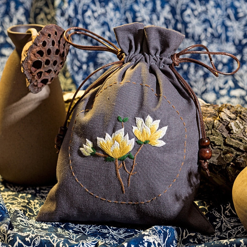 Kit de bordado de bolsa de almacenamiento hecho a mano DIY