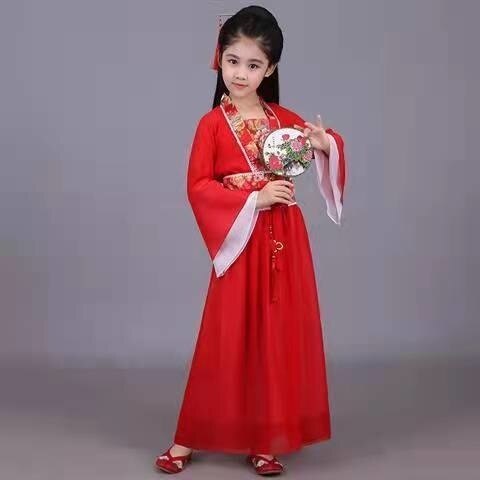 Girls Traditional Hanfu Outfit Christmas Party Dress