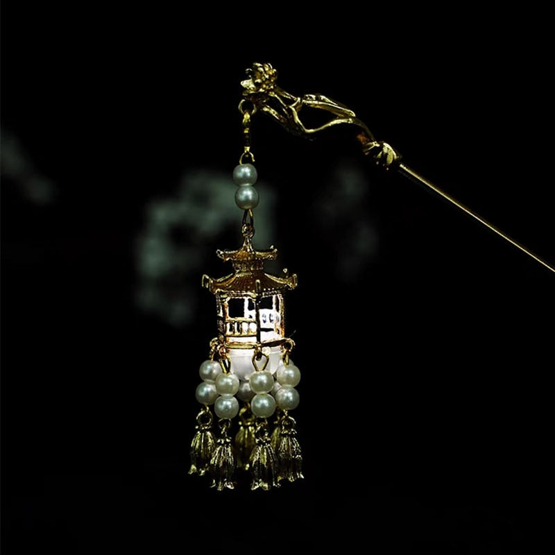 Colgante de horquilla con forma de farol de palacio para el vestido Hanfu
