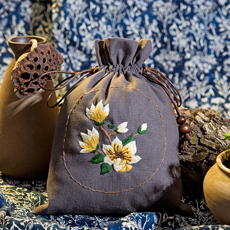 Kit de bordado de bolsa de almacenamiento hecho a mano DIY