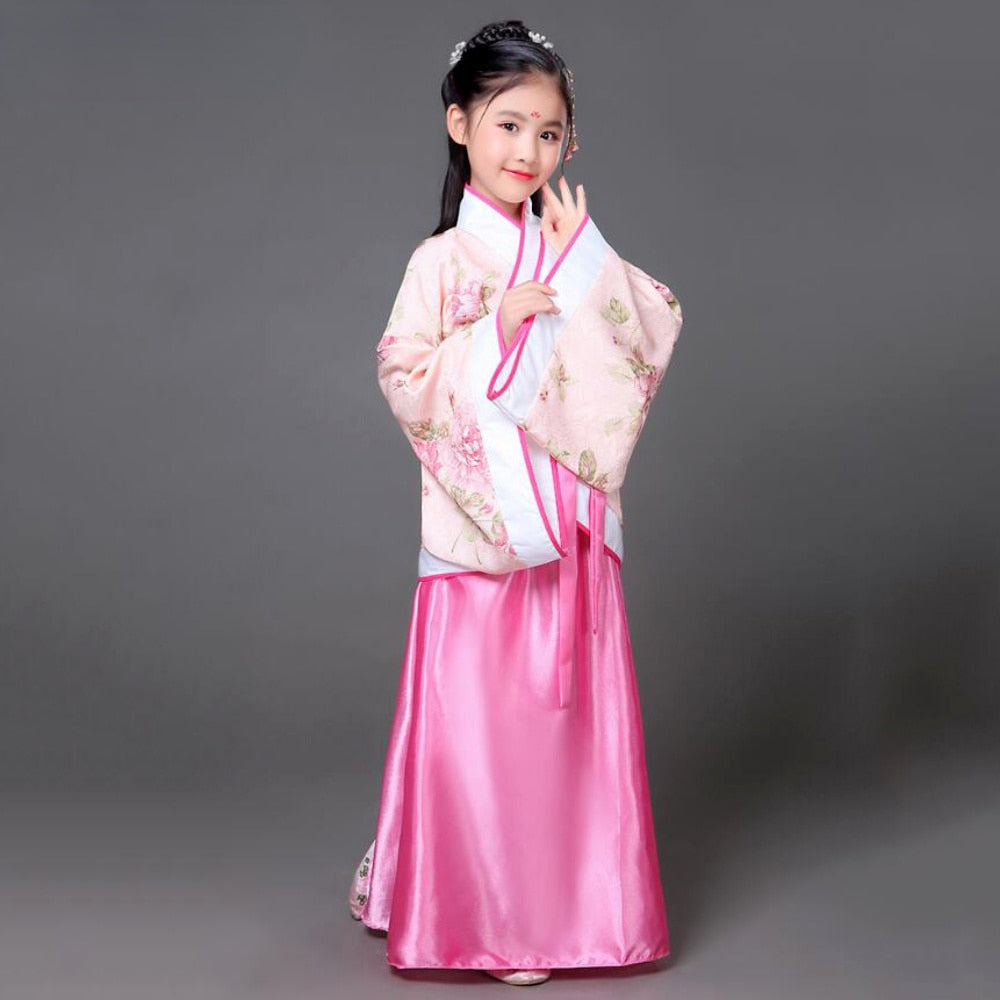 Girls Traditional Hanfu Outfit Christmas Party Dress