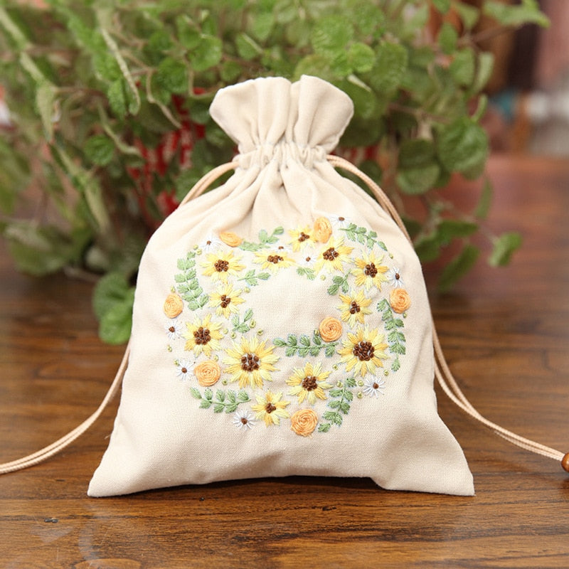 Kit de bordado de bolsa de almacenamiento hecho a mano DIY