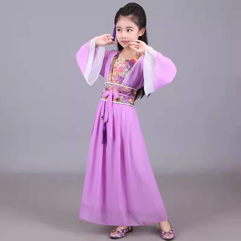 Girls Traditional Hanfu Outfit Christmas Party Dress