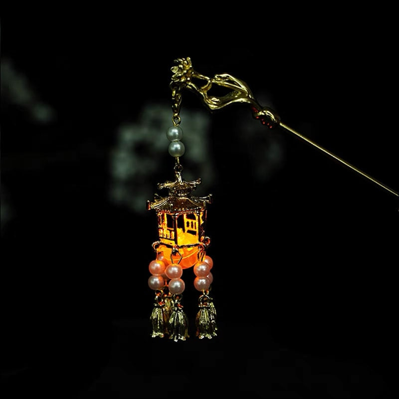 Colgante de horquilla con forma de farol de palacio para el vestido Hanfu