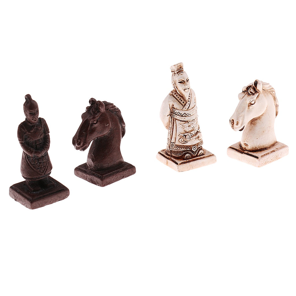 Juego de mesa de piezas de ajedrez chino antiguo de madera