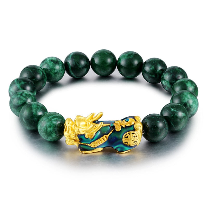 Pulsera Pixiu de cuentas de oración de la suerte para hombre Feng Shui