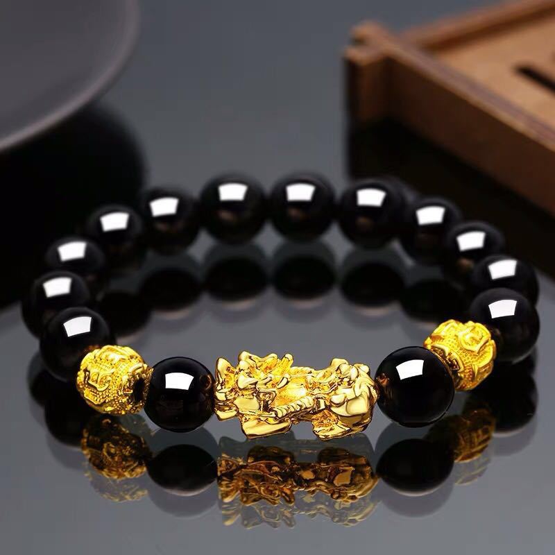 Pulsera Pixiu de cuentas de oración de la suerte para hombre Feng Shui