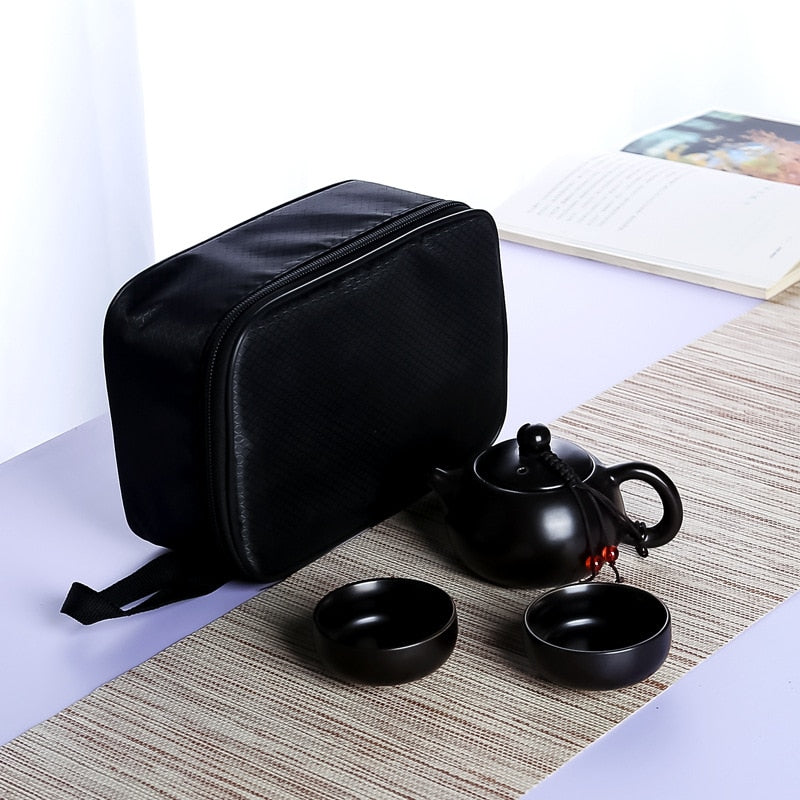 Ceramic Chinese Travel Drinkware with Tea Pot
