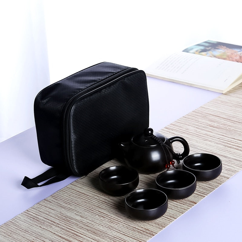 Ceramic Chinese Travel Drinkware with Tea Pot