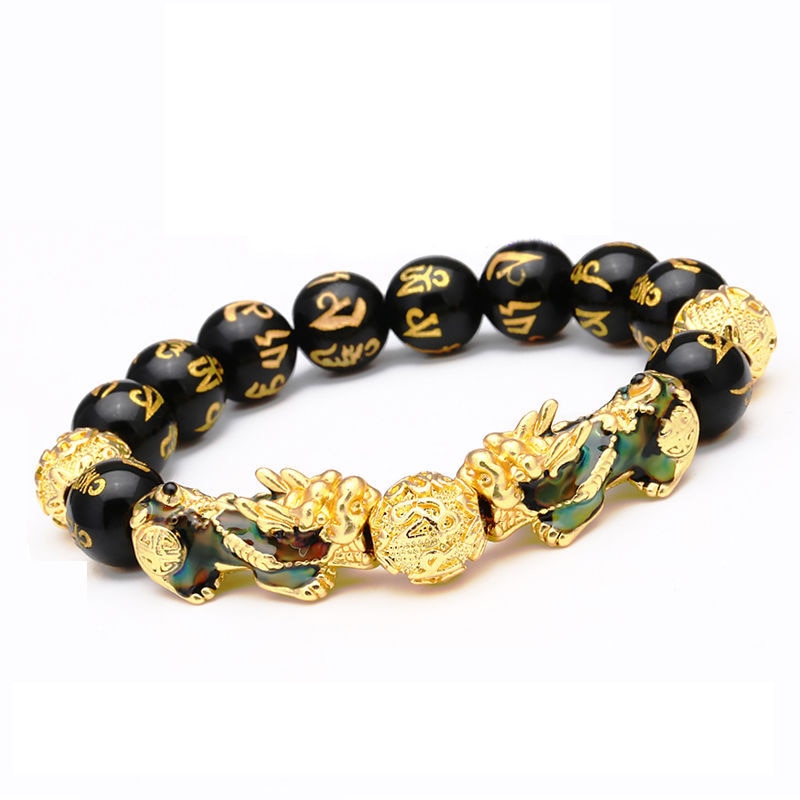 Pulsera Pixiu de cuentas de oración de la suerte para hombre Feng Shui