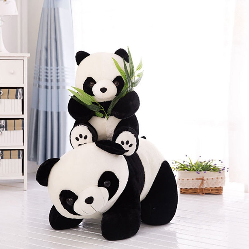 Bonito panda con peluche de bambú