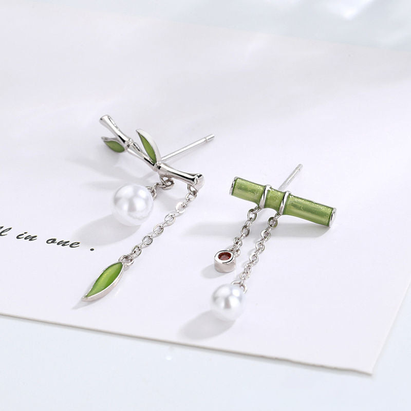 Pendientes Retro Asimétricos De Bambú
