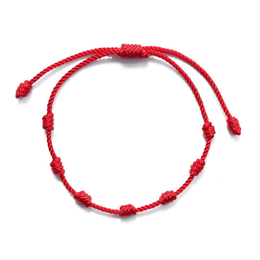 Pulseras de hilo rojo de buena suerte de 7 nudos