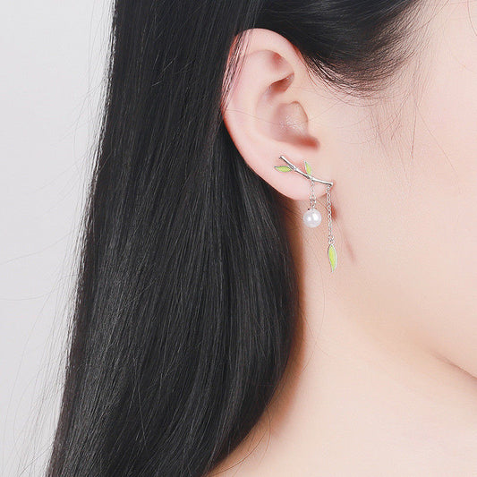 Pendientes Retro Asimétricos De Bambú