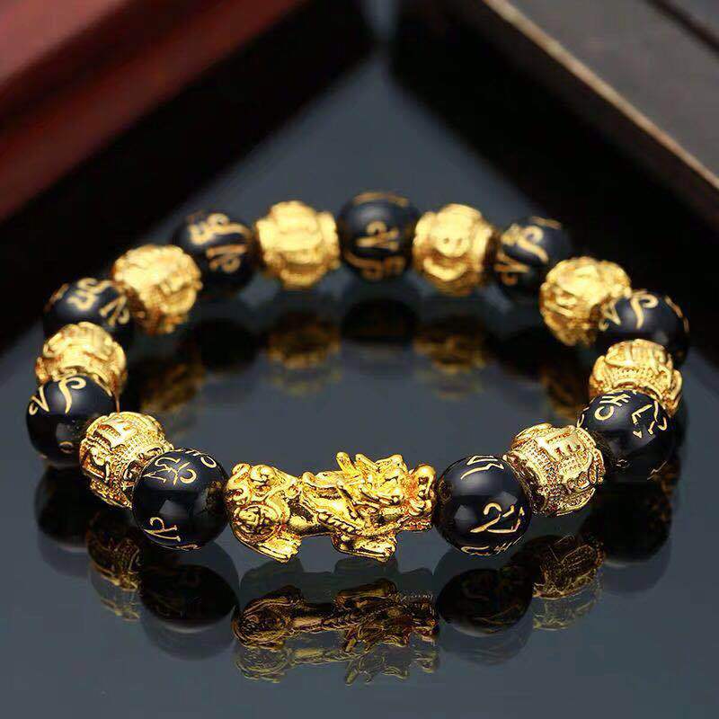 Pulsera Pixiu de cuentas de oración de la suerte para hombre Feng Shui
