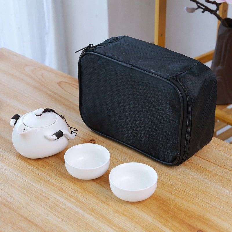 Ceramic Chinese Travel Drinkware with Tea Pot